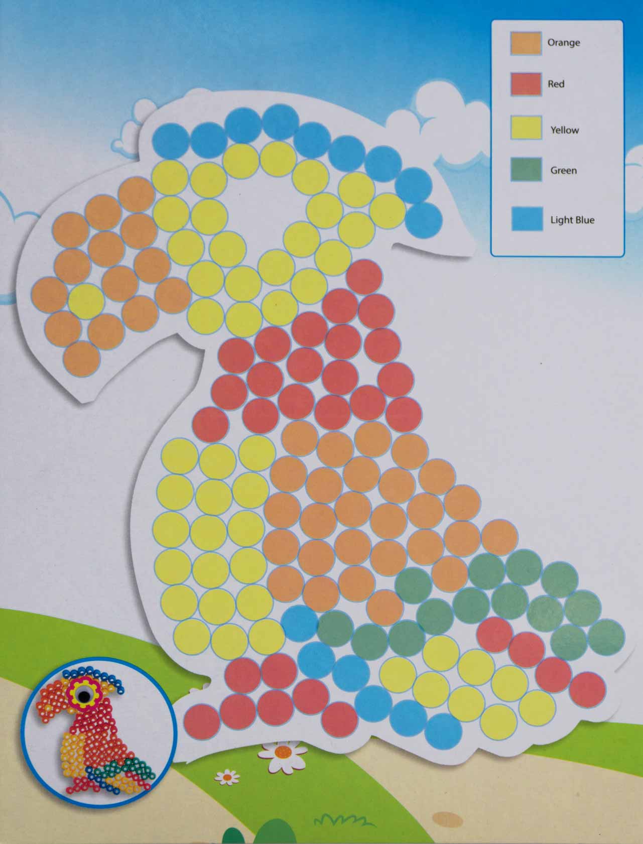 Legekarte Papagei für LUPUS Riesen Klebeperlen