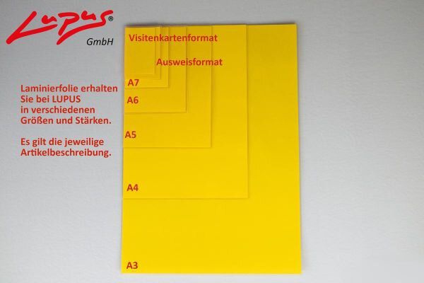 LUPUS Laminierfolie - Scheckkarte - 54 x 86 mm