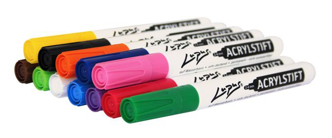 LUPUS Acrylstifte - 12er Set farbig sortiert