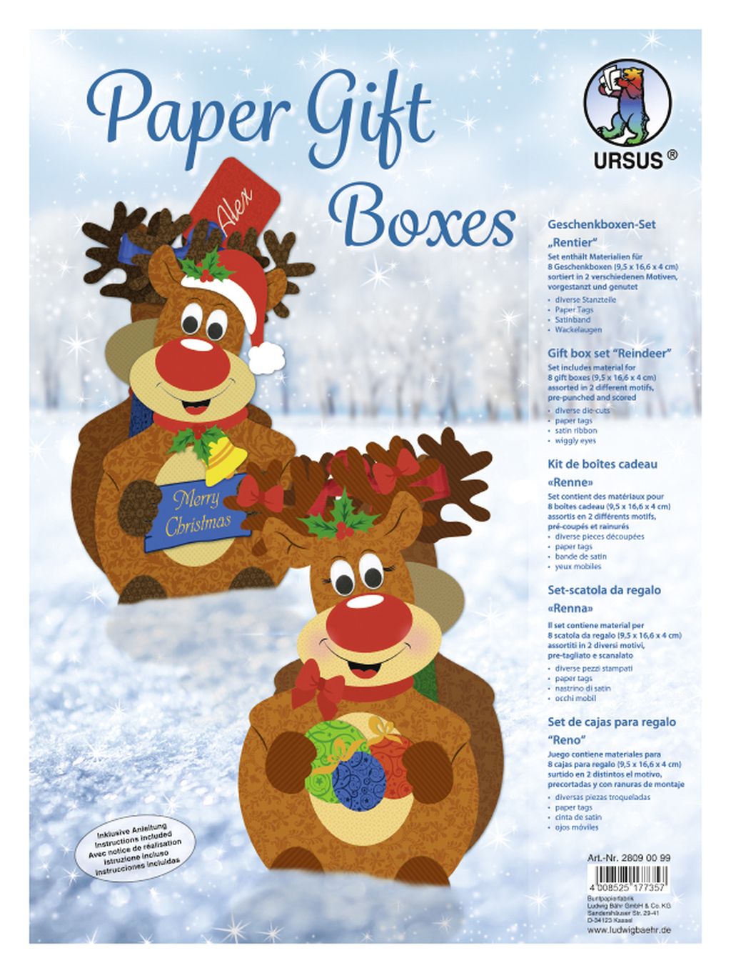 Papiergeschenke "Paper Gift Boxes Rentier"