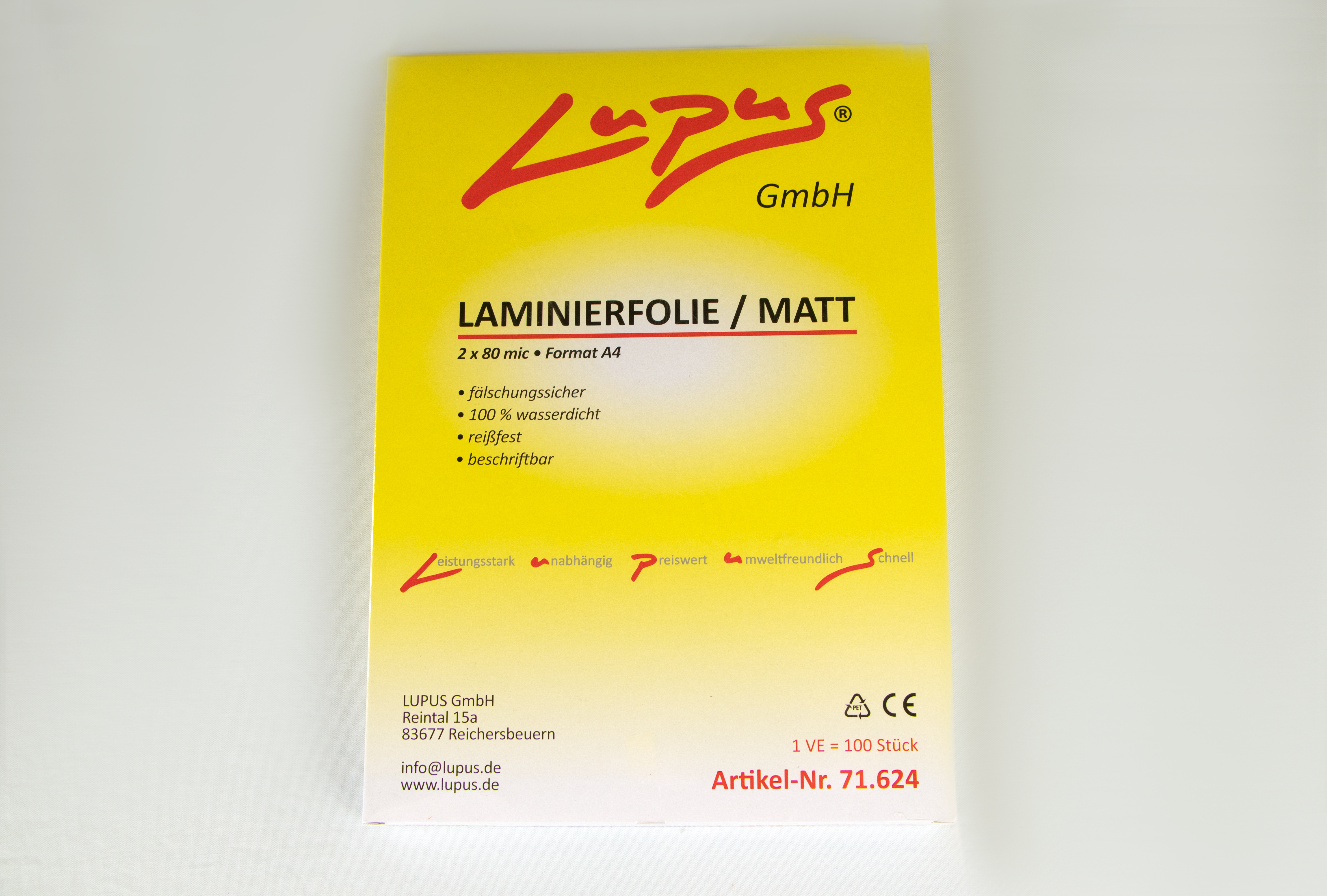 Lupus Express Laminierfolie A4 - 80 mic - matt