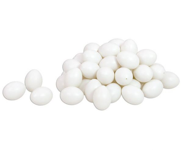 Kunststoff-Eier weiß - mit Loch - 60 x 45 mm